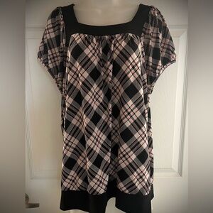 Plaid Black and Pink Blouse